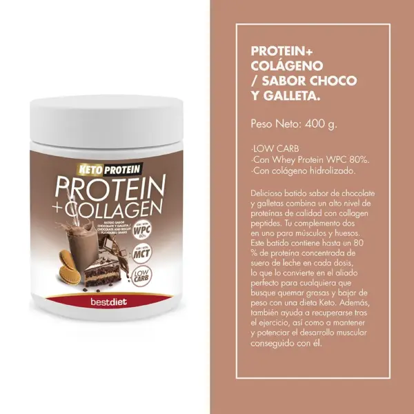 BATIDO DE PROTEÍNAS + COLÁGENO DE CHOCOLATE Y GALLETA SHAKE 400 G - Imagen 4