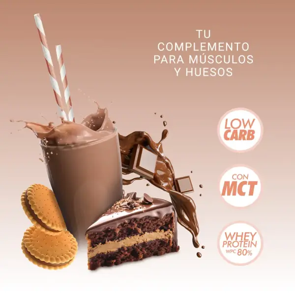 BATIDO DE PROTEÍNAS + COLÁGENO DE CHOCOLATE Y GALLETA SHAKE 400 G - Imagen 3