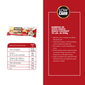 BARRITAS DE COCO CHOCO SNACK COCONUT 24 uds. de 840g - Imagen 6