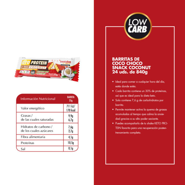 BARRITAS DE COCO CHOCO SNACK COCONUT 24 uds. de 840g - Imagen 6