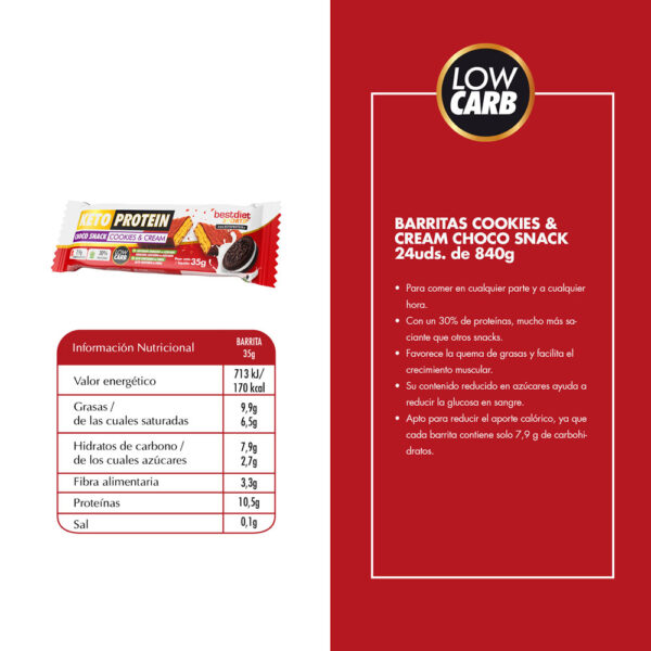 BARRITAS COOKIES & CREAM CHOCO SNACK  24uds. de 840g - Imagen 3