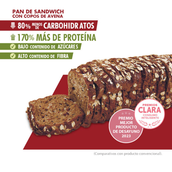PAN DE SANDWICH CON COPOS DE AVENA 365 GR - Imagen 4