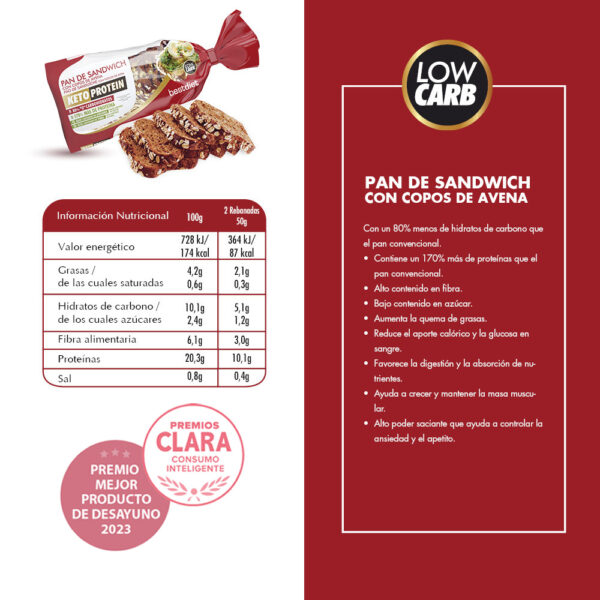 PAN DE SANDWICH CON COPOS DE AVENA 365 GR - Imagen 2