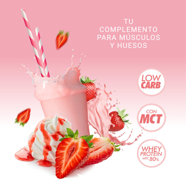 BATIDO DE PROTEÍNAS + COLÁGENO DE FRESA Y NATA SHAKE 400 G - Imagen 5