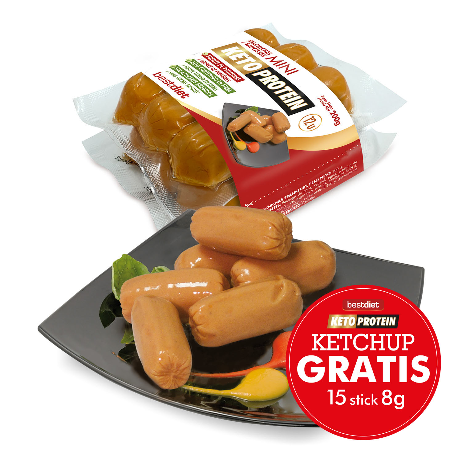 Salchichas Mini Keto + Ketchup