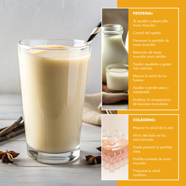 BATIDO DE PROTEÍNAS + COLÁGENO DE VAINILLA Y CARAMELO SALADO SHAKE 400 G - Imagen 2