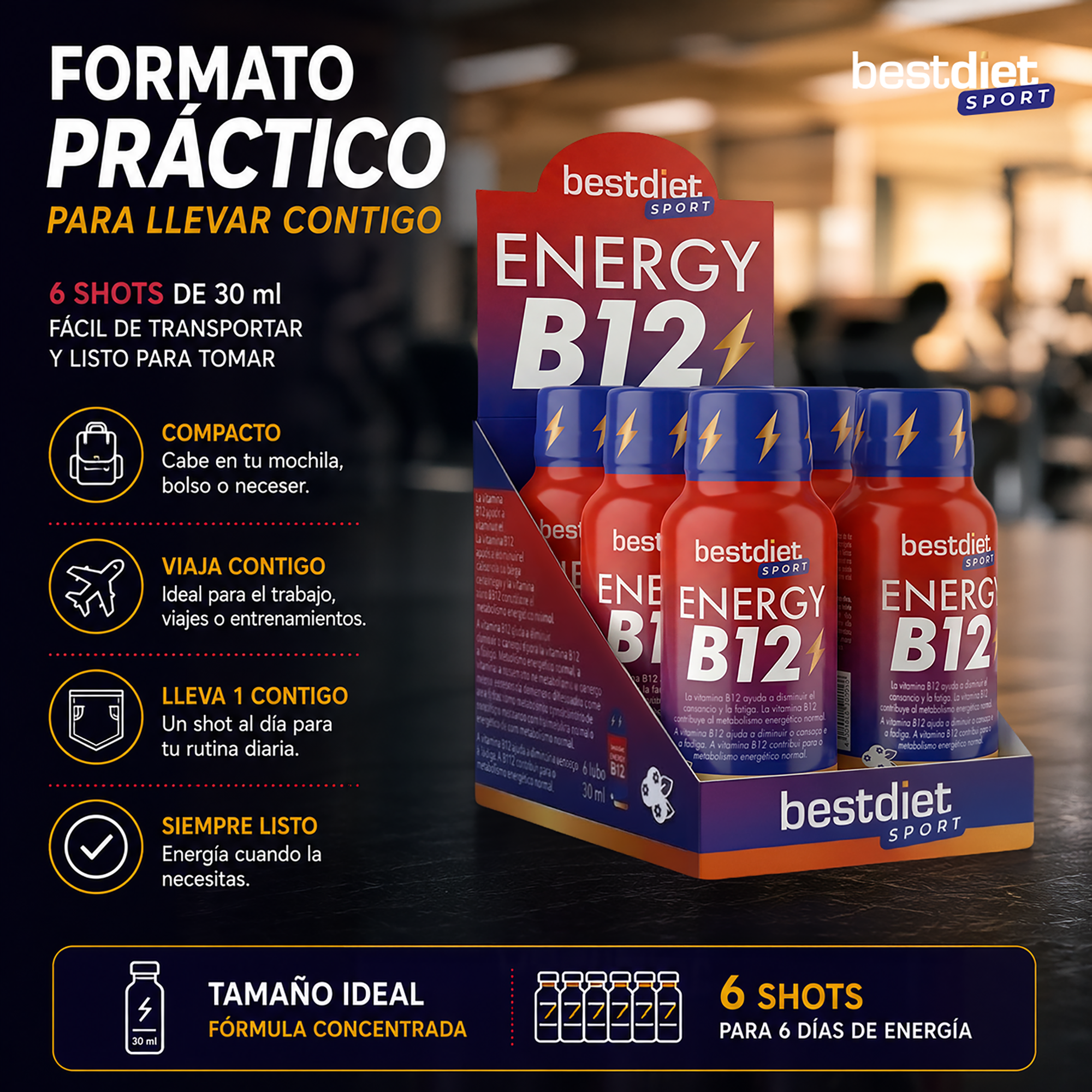 Energy B12 de Bestdiet Sport | 6 shots - Imagen 4