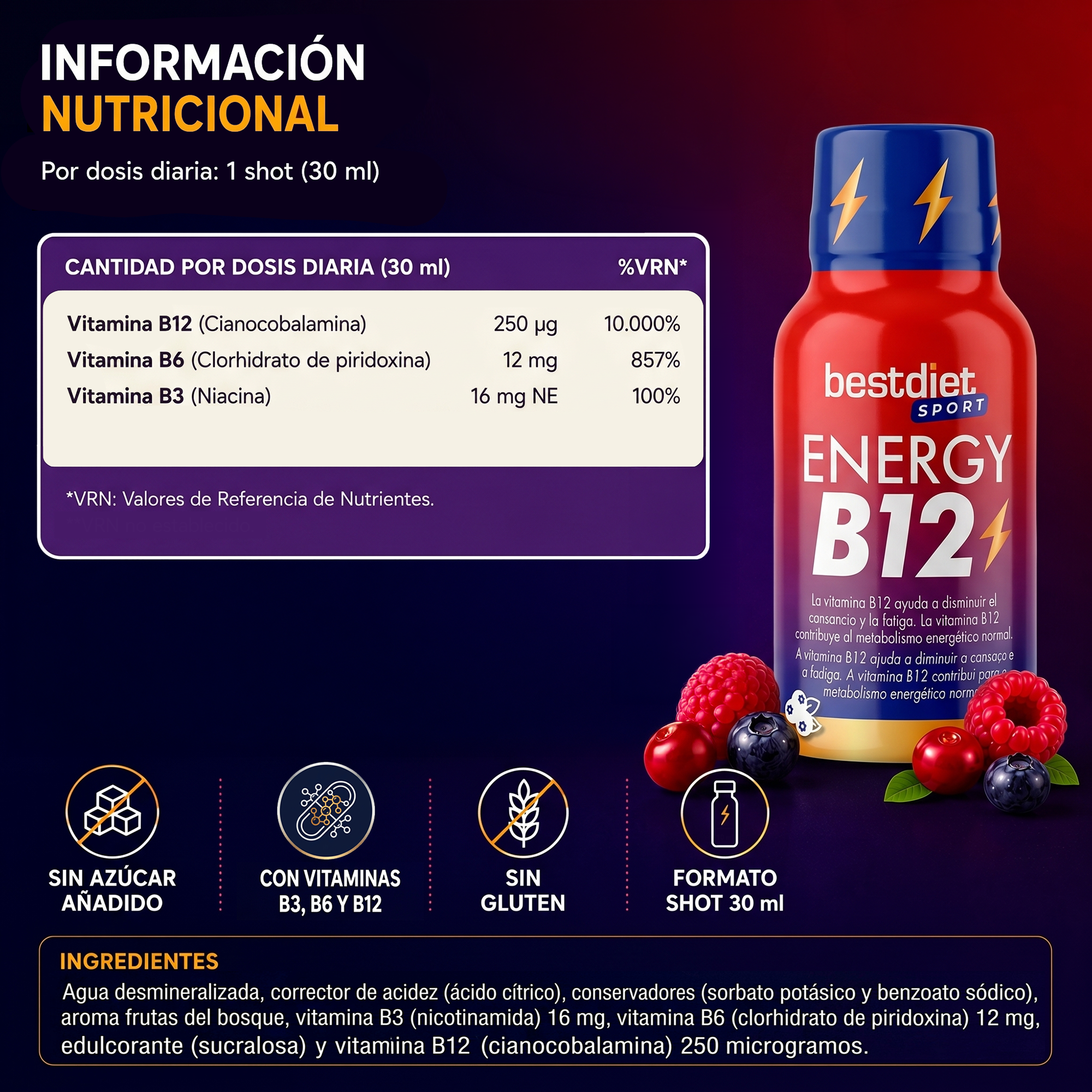 Energy B12 de Bestdiet Sport | 6 shots - Imagen 5