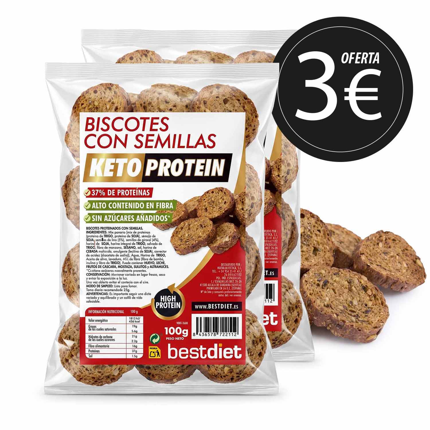 Pack de Biscotes con Semillas Keto Protein 200g