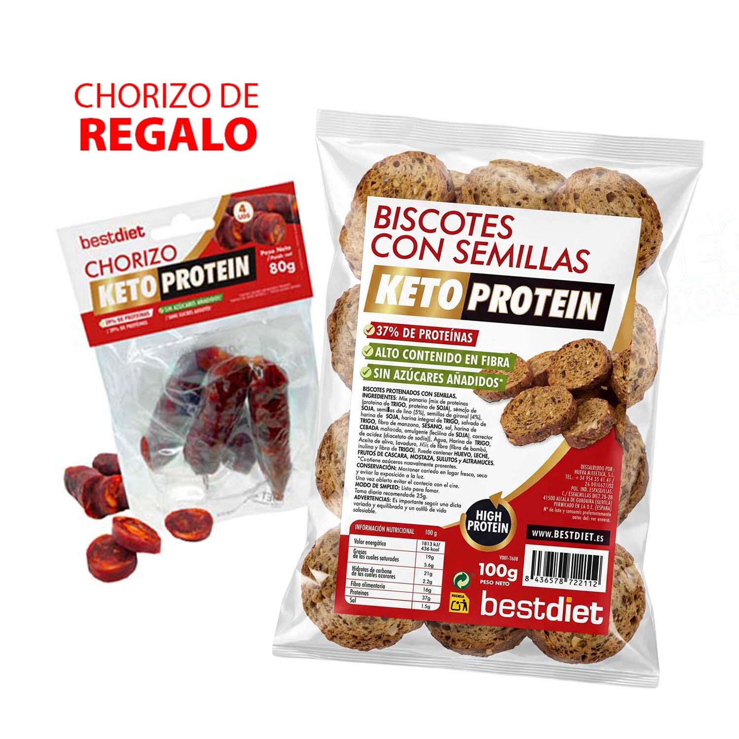 Biscotes con Semillas Keto Protein 100g + REGALO